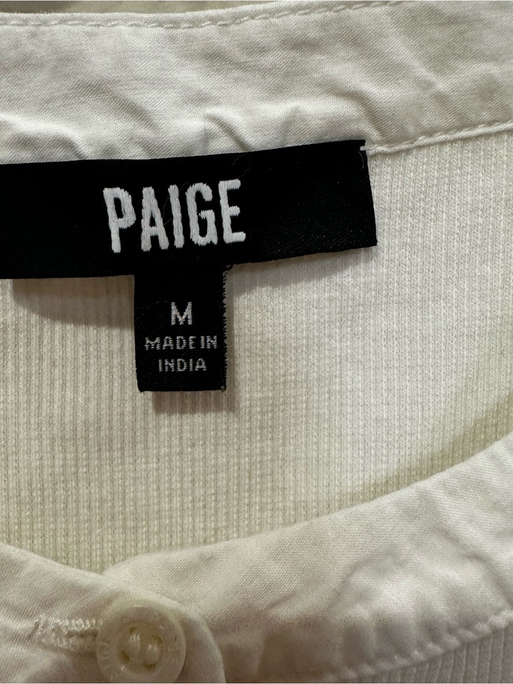 PAIGE‎ Cream Ribbed Button Henley